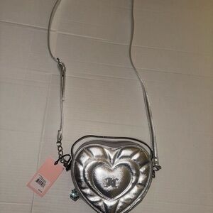 Juicy couture Silver Heart-Shaped Crossbody Bag with bling charm gorgeous logo!